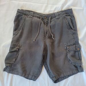 Lucky Brand 100% Linen Men's Gray Cargo Shorts